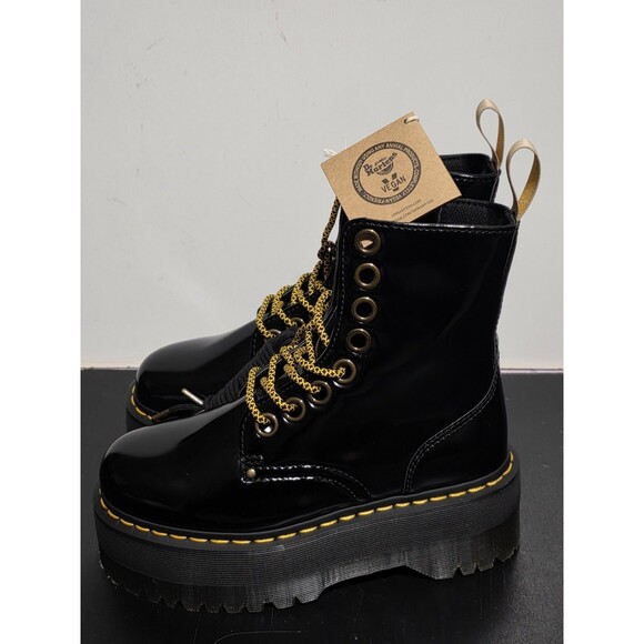 Dr. Martens Black Combat Boots with Gold Accents - Picture 4 of 16
